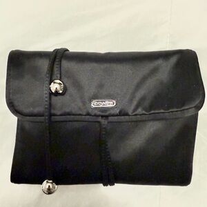 Coach Satin Black Travel Pouch with Silver Details